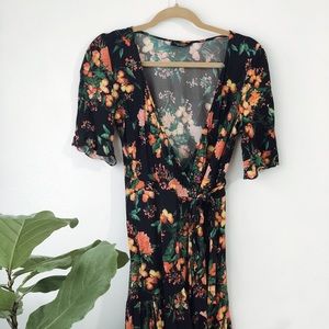 Zara multicolor tropical print wrap mini dress